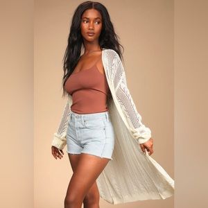 NWOT Lulus Crochet Long Cardigan